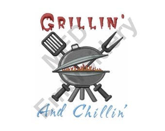 T-shirt Humour "Grillin' And Chillin'" - Pour Fans De Barbecue, 100% Coton, Taille XS à 3XL