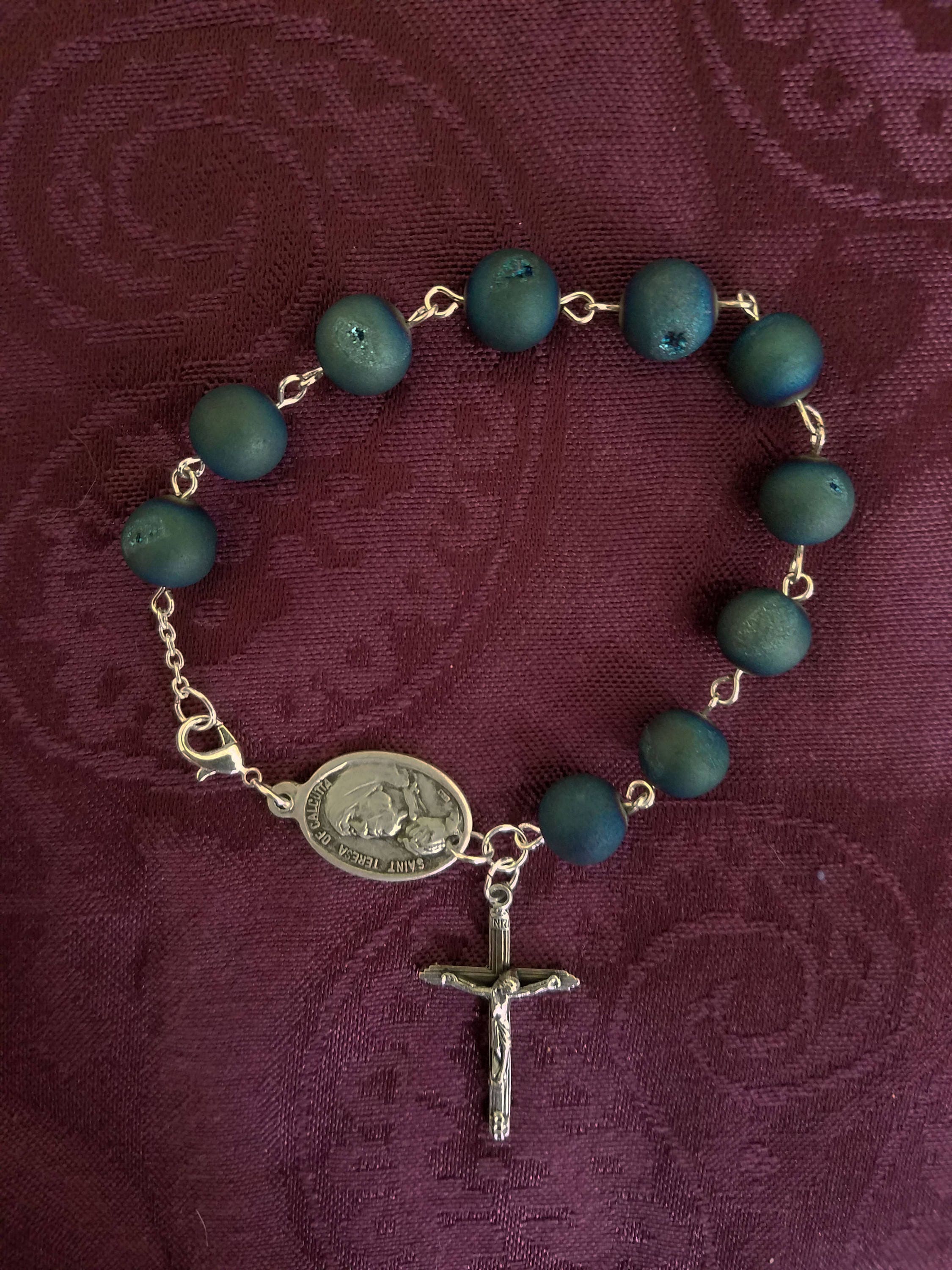 Custom Handmade Rosary Bracelet Personalized Saint Our Father