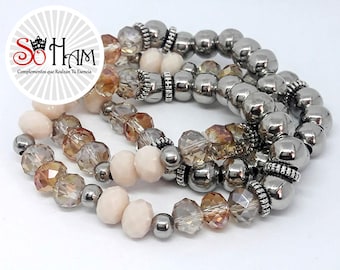 Bracelet beads, Lampwork, handmade, Hematite