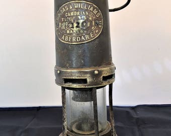 Miners lamp, original made in Wales by Thomas & Williams Aberdare