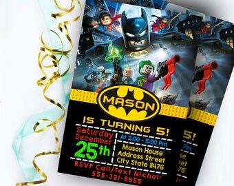 Batman Invitations, Batman Birthday Invitation, Batman Invitation, Batman Party Invitations, Batman Lego Invitation, Batman Lego Birthday