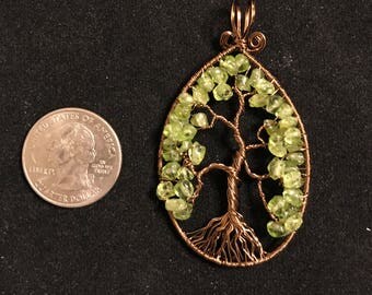 Antique Bronze Tree of Life with Peridot leaves