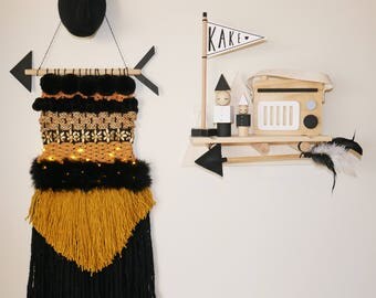 Black & Gold Handmade Weave Wall Hanging Tissage