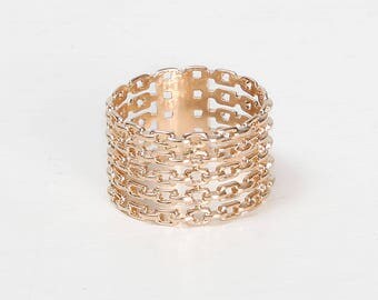 ANNA RING - Assembly 5 chains, gold plated