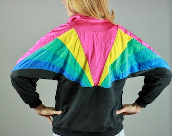 80s Rainbow Windbreaker. Vintage Windbreaker. Rainbow Windbreaker. Bold Windbreaker. 80s clothing. 80s clothing women. 80s sweatshirt. pride