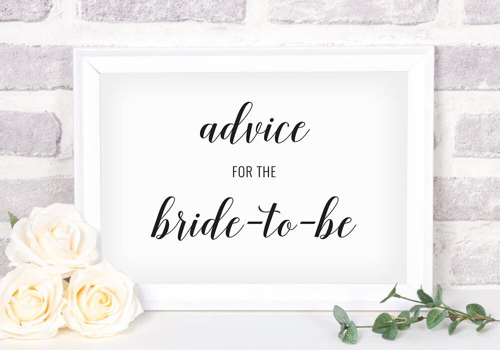 Printable Advice for the Bride Sign. Bridal Shower Sign.