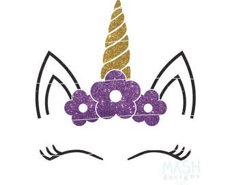 Floral Unicorn svg, unicorn baby shower svg, baby girl svg, floral unicorn head svg, unicorn with flowers svg, birthday girl svg