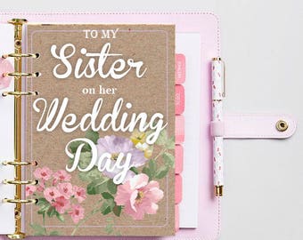 To My Sister on her Wedding Day/Wedding day gift/Dividers A5/Filofax dashboard/Kikki K/Planner Dividers/Agenda Divider/Vintage Dividers/gift