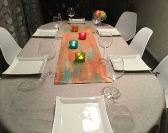 Hand painted bright orange table Center