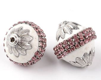 Perle Indonesian polymer clay decorated with Rhinestones ø20mm * individually *.