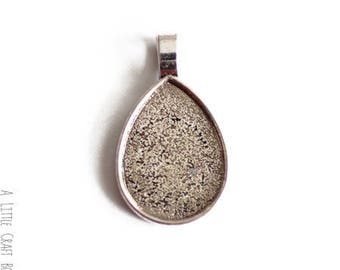 2 cabochon bezels drop - antique silver