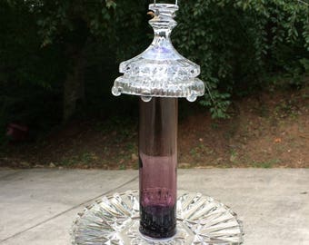Upcycled purple bird feeder