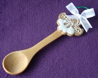 Christmas tree ornament, gingerbread Angel with wooden spoon, gingerbread