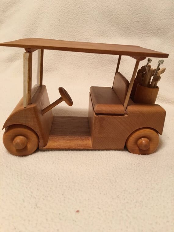 Handcrafted Miniature Wooden Golf Cart