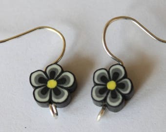 Earrings black polymer clay, the pair