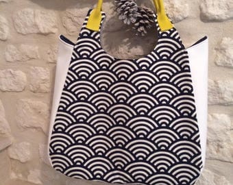 Tote bag cotton waves pattern