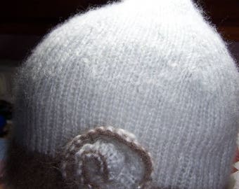 Hat base glossy brown angora and cloud