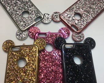 Disney iPhone Case, Mickey iPhone case, Mickey ears, Glittery iPhone case, Glitter