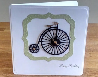 Penny Farthing bicycle birthday card, greeting card, male card