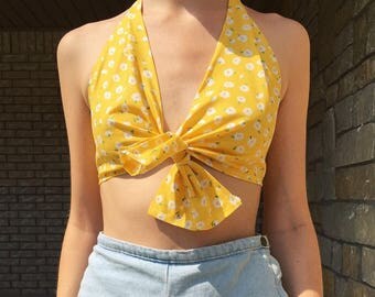 Daisy Print Floral Halter Top