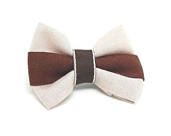 Brooch bow tie cream and Brown fabric