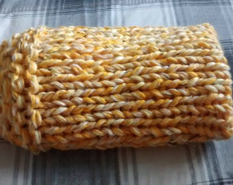 Small yellow knitted blanket