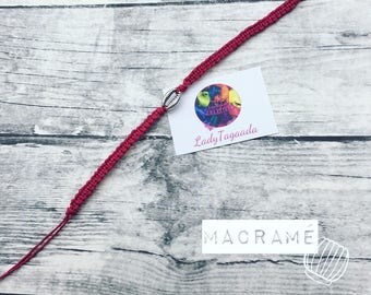 Pink shell macrame bracelet silver
