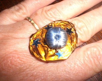 Ring "Night blue and gold"