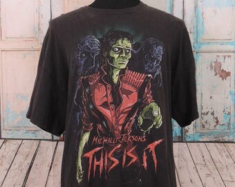 Rare Vintage Michael Jackson Shirt - Thriller Zombie Graphic T-Shirt, Size 2XL