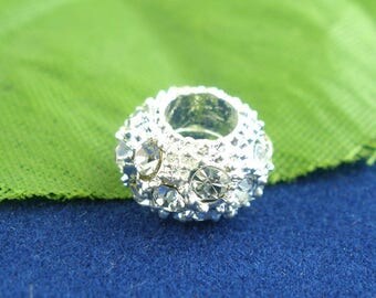 Perle European silver and rhinestone