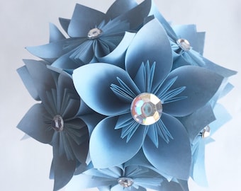 Blue Paper Flower Bouquet - Bridesmaid