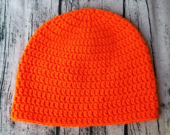 Adult crochet orange beanie