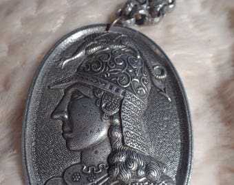 1950's Impressive Aluminum Eloxal Necklace with Huge Pendant.