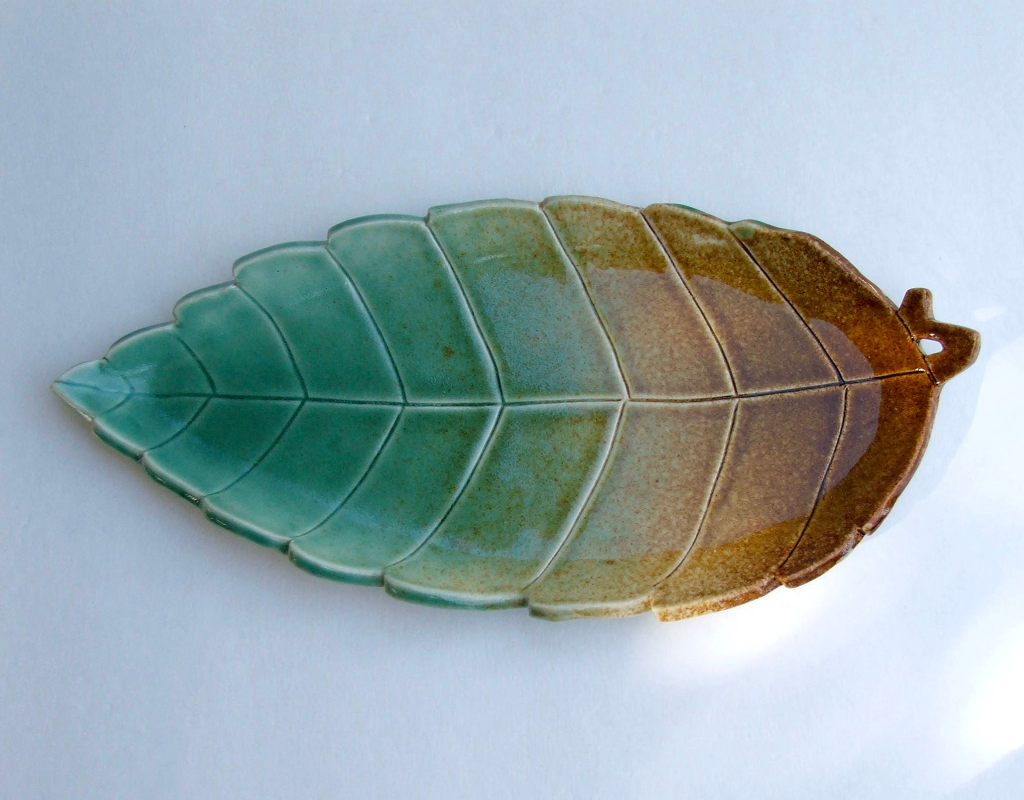 Leaf Shaped Ceramic Dish Hand Built Plate