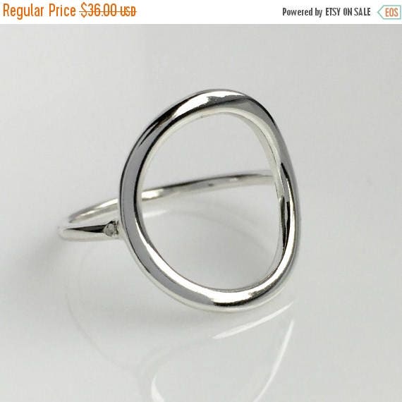 ON SALE Sterling Silver Circle Ring Geometric Ring Open