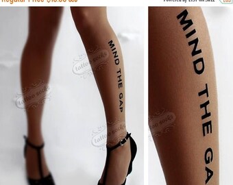 SALE///endsAug22/// naughty MIND the GAP Tattoo thigh-high nylons deep mocha