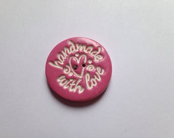Buttons, Polymer Clay, Round, "Handmade With Love"