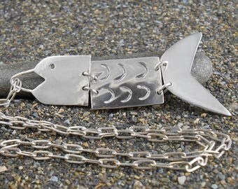Articulated Fish Pendant with Sterling Silver and