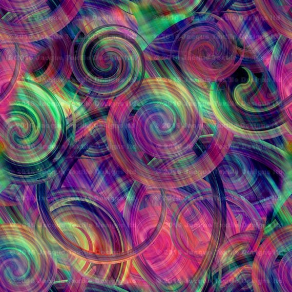 Handmade Designer Textile Artist Created Performance Knit Stretch Circles Athletic Fabric By The Yard