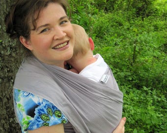 Cotton Gauze Baby Wrap PETITE - 5 yard Carrier, Dove Gray, Silver, DVD included - FWCC, baby carrier, baby shower gift, newborn