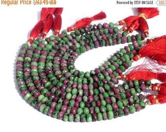 50% Off Sale 8 Inches - Genuine Ruby Zoisite Faceted Rondelles Size 8mm, Natural Stone Finest Quality Wholesale Price