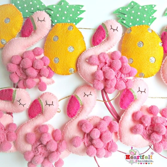 Flamingo and Pineapple Garland kitsch retro bunting