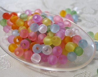 Round Frosted Acrylic Lucite Bead Mix 4mm 810