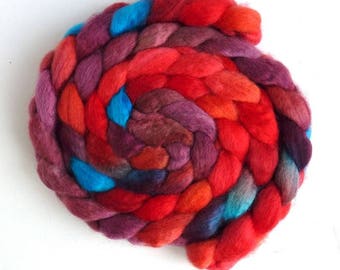 BFL Wool Roving - Hand Painted Spinning or Felting Fiber, Tangerine Dreams