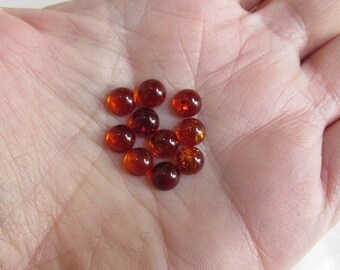 20% OFF SALE Natural Golden Amber Cabochon Round 6mm, QTY8, Golden Orange Gemstone