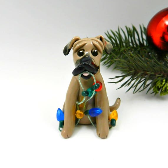 Black Mouth Cur Dog Christmas Ornament Figurine Handmade