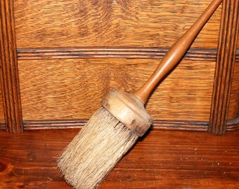Antique Horse Hair Bristle Wood Handle Paint Brush