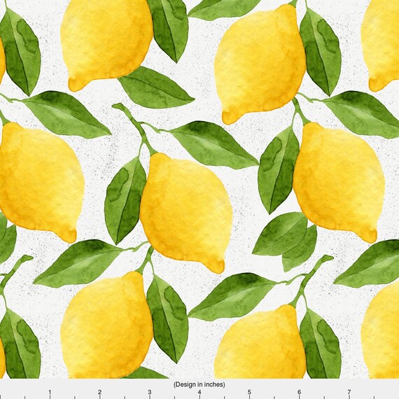 Lemon Botanical Fabric Watercolor Lemons Pattern By Helga
