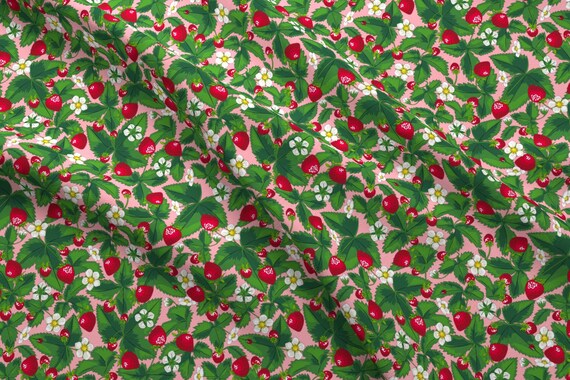 Pink Strawberry Fabric Strawberry Field Of Joy Pink By