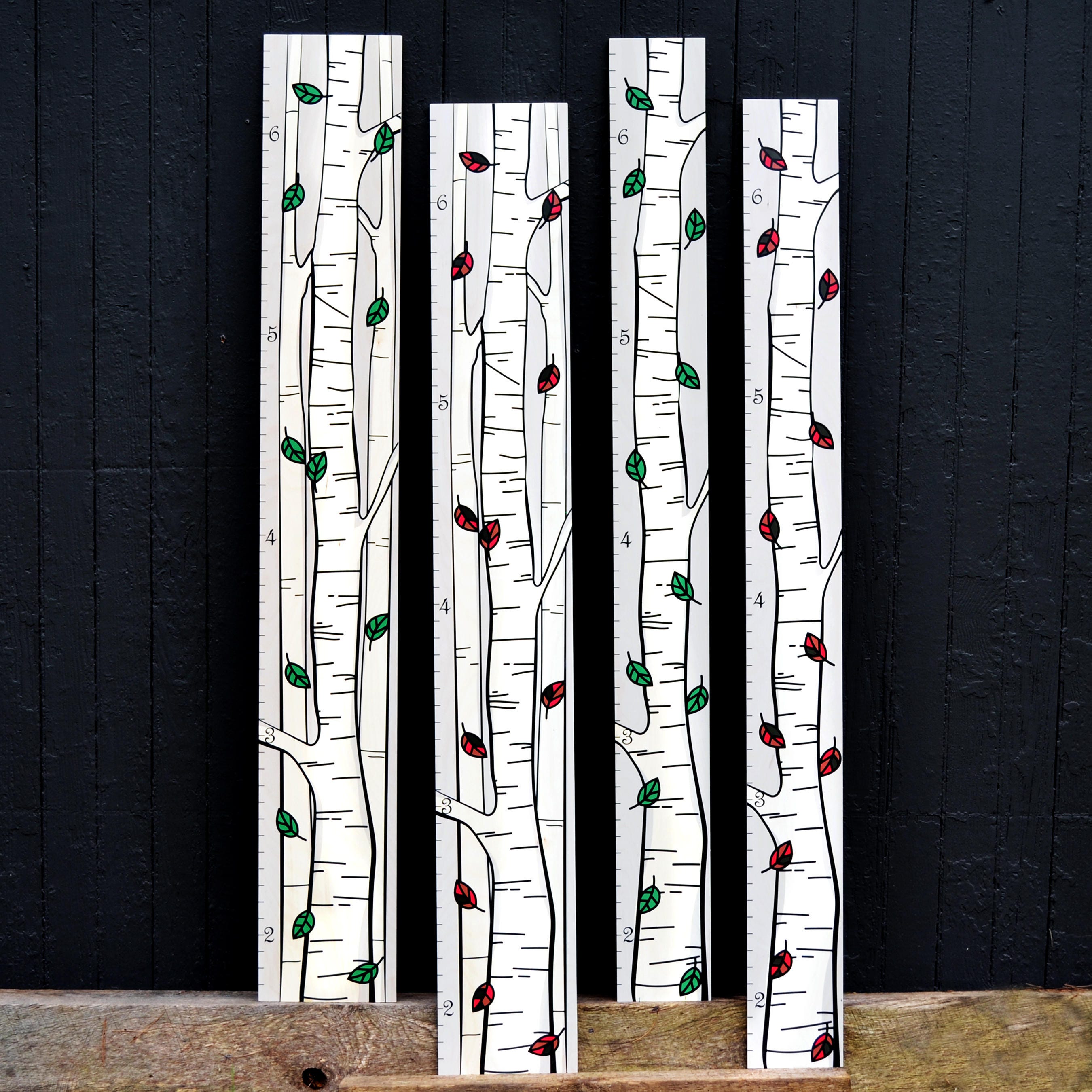 single-birch-tree-growth-chart-kids-height-chart-wood